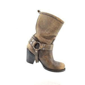 Matisse Brown leather Harley  Distressed Harness Boots  4379 US size 7 B